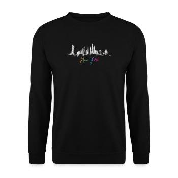 Urban Skyline Watercolor Design New York NYC - Unisex Sweatshirt - black - Front - Alina (178cm) & Michal (187cm)