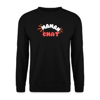 Maman chat: motif doux patte et lettres - Sweat-shirt Unisexe - noir - Devant - Alina (178cm) & Michal (187cm)