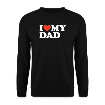 I love my Dad Herz Shirt - Unisex Pullover - Schwarz - Vorne - Alina (178cm) & Michal (187cm)