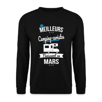Les meilleurs camping-caristes naissent en Mars - Sweat-shirt Unisexe - noir - Devant - Alina (178cm) & Michal (187cm)