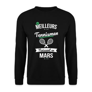 Les meilleurs tennismen naissent en Mars - Sweat-shirt Unisexe - noir - Devant - Alina (178cm) & Michal (187cm)