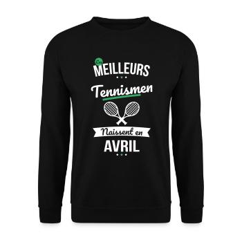 Les meilleurs tennismen naissent en Avril - Sweat-shirt Unisexe - noir - Devant - Alina (178cm) & Michal (187cm)