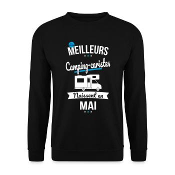 Les meilleurs camping-caristes naissent en Mai - Sweat-shirt Unisexe - noir - Devant - Alina (178cm) & Michal (187cm)