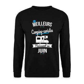 Les meilleurs camping-caristes naissent en Juin - Sweat-shirt Unisexe - noir - Devant - Alina (178cm) & Michal (187cm)