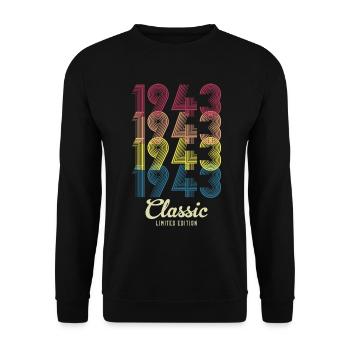 1943 Birthday born in 1943 Retro Vintage - Unisex Sweatshirt - black - Front - Alina (178cm) & Michal (187cm)