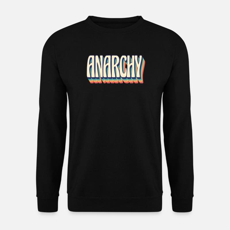 Vintage 70er Jahre gestreiftes Retro Anarchy T-Shirt - Unisex Pullover - Schwarz