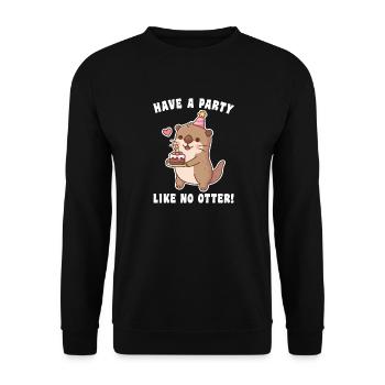 Loutre mignonne avec gâteau Faites la fête comme aucune loutre - Sweat-shirt Unisexe - noir - Devant - Alina (178cm) & Michal (187cm)