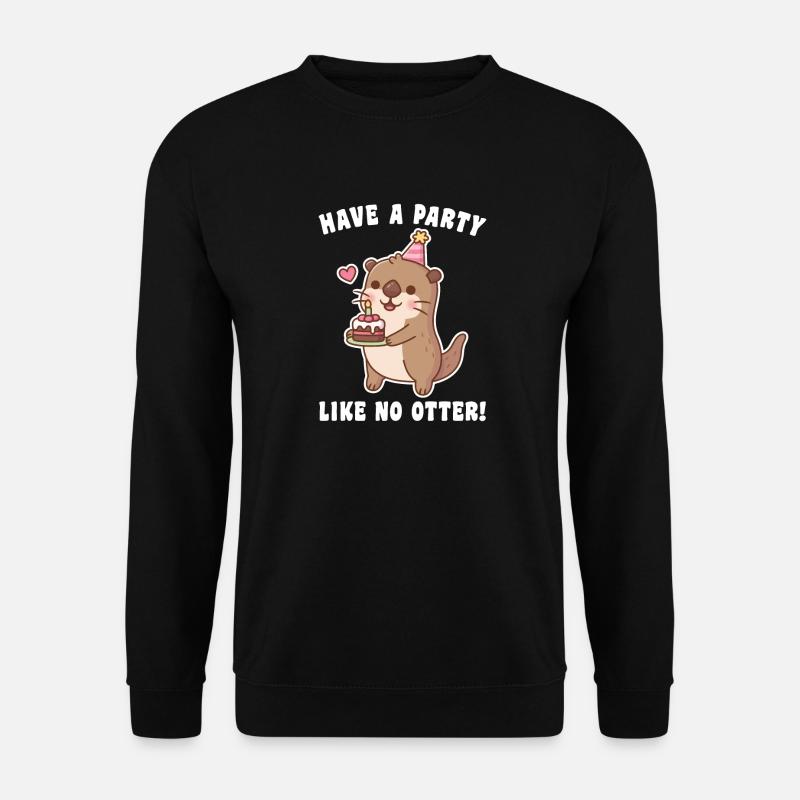 Niedlicher Otter mit Kuchen Feiern Sie eine Party wie kein Otter - Unisex Pullover - Schwarz