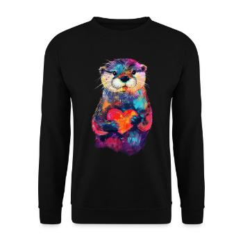 Otter - Unisex Pullover - Schwarz - Vorne - Alina (178cm) & Michal (187cm)