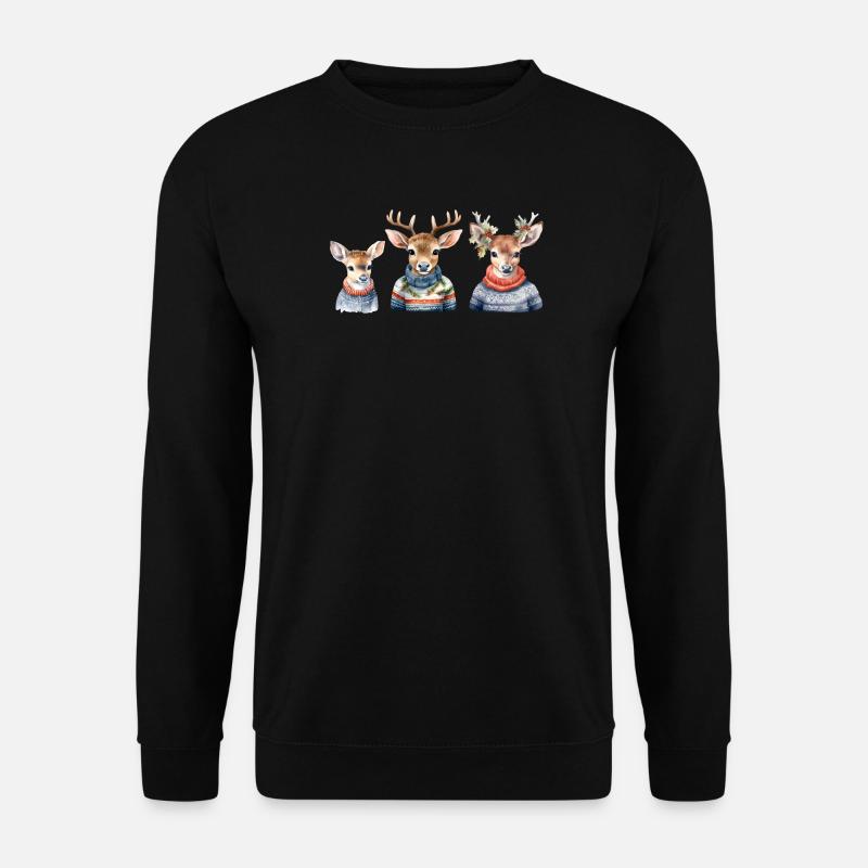 Winter Deer Sweater Trio - Unisex Sweatshirt - black