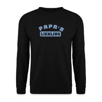Papa's Liebling blaue Schrift Geschenk Papa Sohn - Unisex Pullover - Schwarz - Vorne - Alina (178cm) & Michal (187cm)