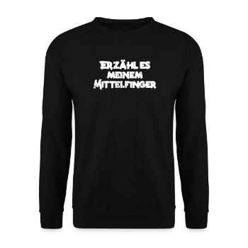Mittelfinger fuck you Schrift Provokation Grunge - Unisex Pullover - Schwarz - Vorne - Alina (178cm) & Michal (187cm)