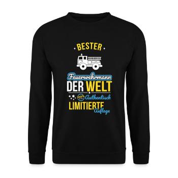 Bester Feuerwehrmann der Welt - 100% Authentisch - Unisex Pullover - Schwarz - Vorne - Alina (178cm) & Michal (187cm)