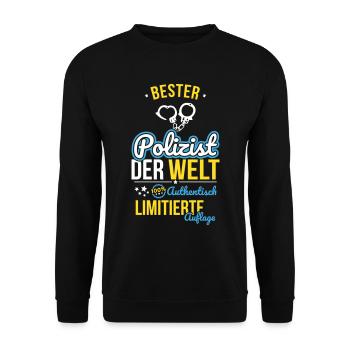 Best Policeman in the World - 100% Authentic - Unisex Sweatshirt - black - Front - Alina (178cm) & Michal (187cm)