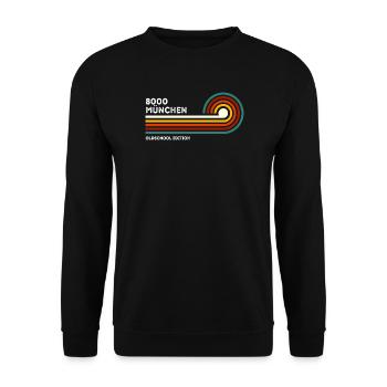 Chemise rétro Munich 8000 Code postal Souvenir Bavière années 70 - Sweat-shirt Unisexe - noir - Devant - Alina (178cm) & Michal (187cm)