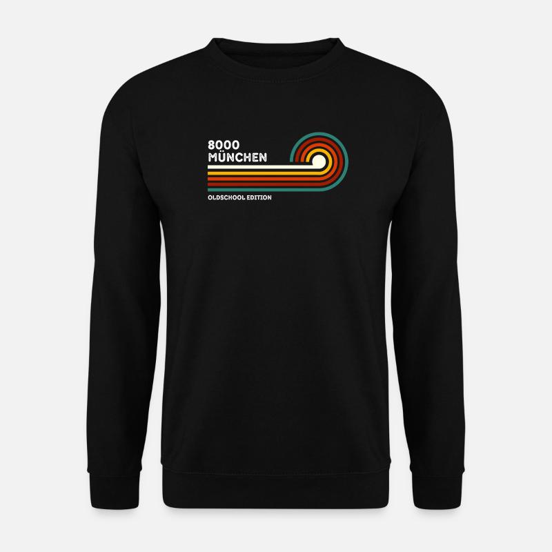 München Retro Shirt 8000 PLZ Souvenir Bayern 70s - Unisex Pullover - Schwarz
