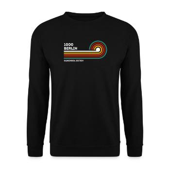 Berlin Retro Shirt Zip Code 1000 Zip Code Souvenir - Unisex Sweatshirt - black - Front - Alina (178cm) & Michal (187cm)