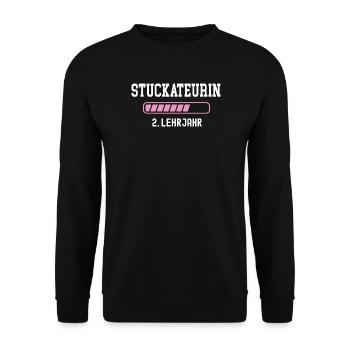 Plasterer training 2nd year of apprenticeship second year - Unisex Sweatshirt - black - Front - Alina (178cm) & Michal (187cm)