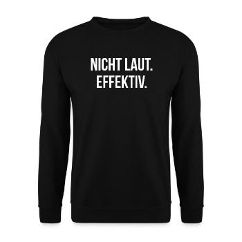 NICHT LAUT. EFFEKTIV. | Greyline Official - Unisex Pullover - Schwarz - Vorne - Alina (178cm) & Michal (187cm)