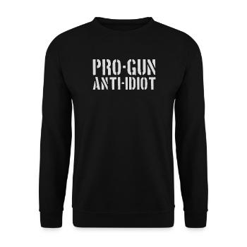 Pro-Waffen, Anti-Idiot - Unisex Pullover - Schwarz - Vorne - Alina (178cm) & Michal (187cm)