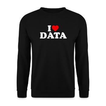 Ich liebe Daten – Herz - Unisex Pullover - Schwarz - Vorne - Alina (178cm) & Michal (187cm)