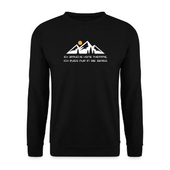 Keine Therapie ich muss in die Berge Wandern Desig - Unisex Pullover - Schwarz - Vorne - Alina (178cm) & Michal (187cm)