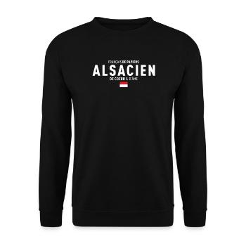 Francais De Papiers Alsacien De Coeur Dame T-Sh... - Sweat-shirt Unisexe - noir - Devant - Alina (178cm) & Michal (187cm)