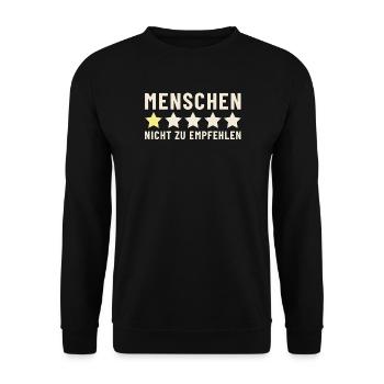 Menschen 1 Stern nicht zu empfehlen - Unisex Pullover - Schwarz - Vorne - Alina (178cm) & Michal (187cm)