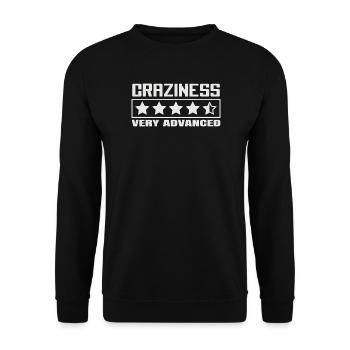 Craziness Very Advanced Verrückt Sterne Spruch - Unisex Pullover - Schwarz - Vorne - Alina (178cm) & Michal (187cm)