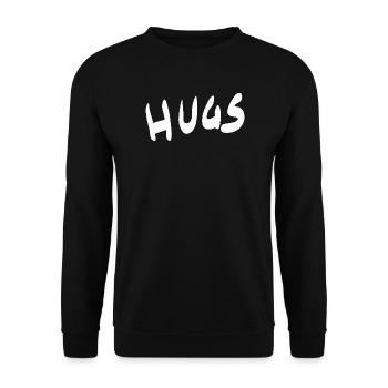Hugs Handlettering Schriftzug - Unisex Pullover - Schwarz - Vorne - Alina (178cm) & Michal (187cm)