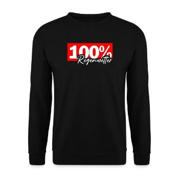 100% Regenwetter Statement - Unisex Pullover - Schwarz - Vorne - Alina (178cm) & Michal (187cm)