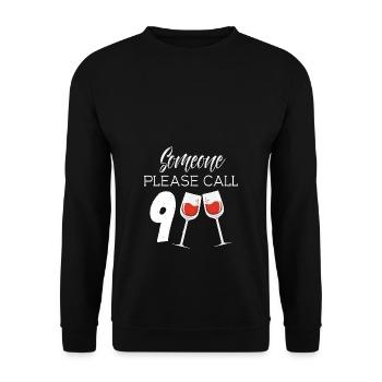 Bitte jemand 9 Wein Wein anrufen - Unisex Pullover - Schwarz - Vorne - Alina (178cm) & Michal (187cm)