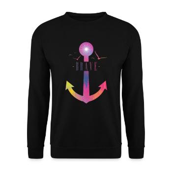 Brave - Colorful Anchor - Unisex Sweatshirt - black - Front - Alina (178cm) & Michal (187cm)