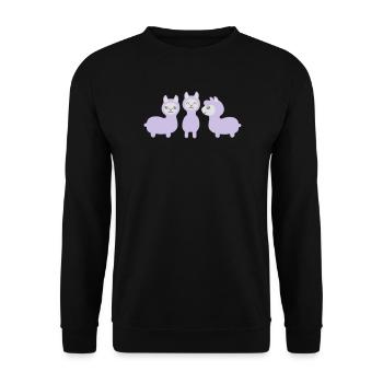 Drei Alpakas - Unisex Pullover - Schwarz - Vorne - Alina (178cm) & Michal (187cm)