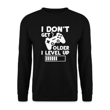 Je ne vieillis pas Je monte de niveau - Anniversaire - Sweat-shirt Unisexe - noir - Devant - Alina (178cm) & Michal (187cm)