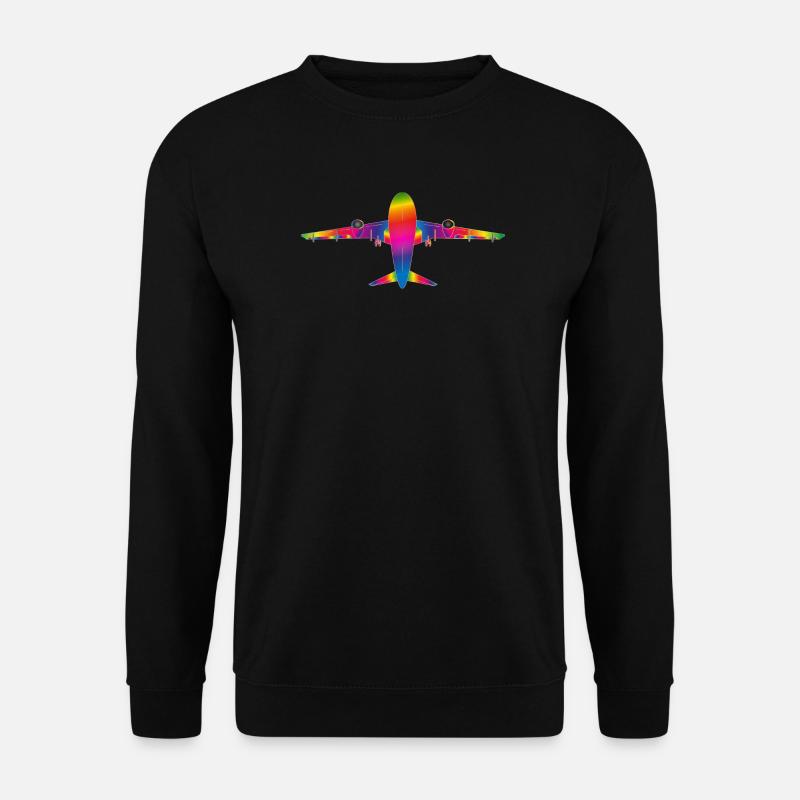 Flugzeug in Regenbogenfarben - Unisex Pullover - Schwarz