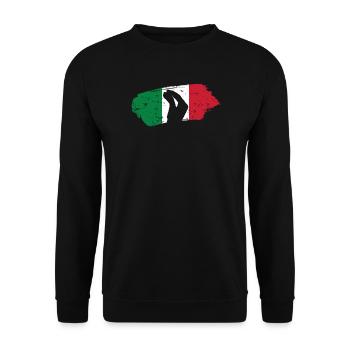 Silhouette main avec fond de drapeau italien - Sweat-shirt Unisexe - noir - Devant - Alina (178cm) & Michal (187cm)