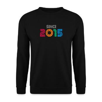 Since 2015 | Retro Colorful Birthday Year - Unisex Sweatshirt - black - Front - Alina (178cm) & Michal (187cm)