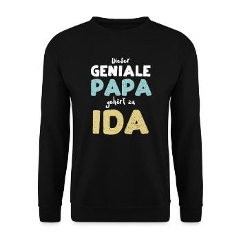 Dieser Geniale Papa Gehört Zu Ida - Unisex Pullover - Schwarz - Vorne - Alina (178cm) & Michal (187cm)