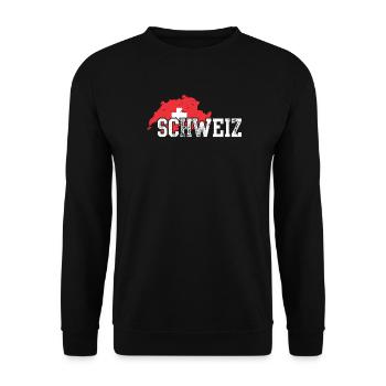 Schweiz Bold Map with White Cross - Unisex Sweatshirt - black - Front - Alina (178cm) & Michal (187cm)