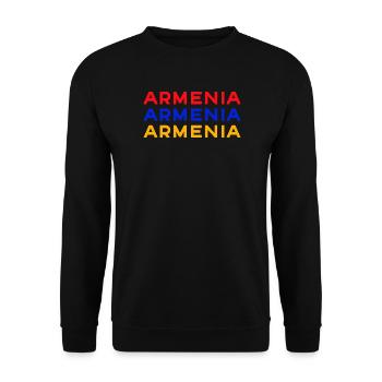 Armenia Dreifarbig Schrift-Design - Unisex Pullover - Schwarz - Vorne - Alina (178cm) & Michal (187cm)