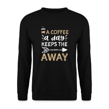 A coffee a day keeps the grumpy... - Unisex Pullover - Schwarz - Vorne - Alina (178cm) & Michal (187cm)