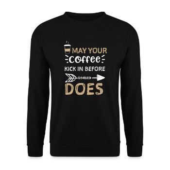 Que votre café entre en jeu avant que r... - Sweat-shirt Unisexe - noir - Devant - Alina (178cm) & Michal (187cm)