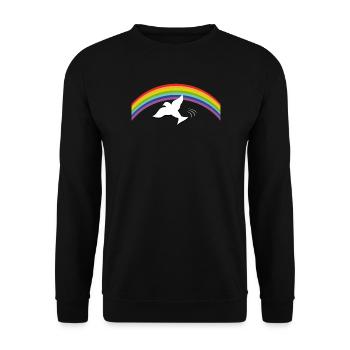 RAINBOW Regenbogen with peace dove - Unisex Pullover - Schwarz - Vorne - Alina (178cm) & Michal (187cm)