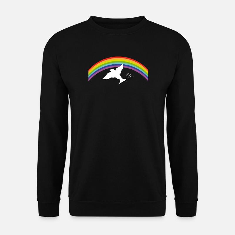 RAINBOW Regenbogen with peace dove - Unisex Pullover - Schwarz