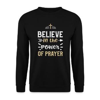 Believe in the power of prayer - Unisex Pullover - Schwarz - Vorne - Alina (178cm) & Michal (187cm)