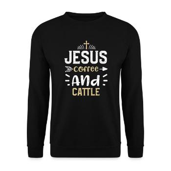 Jesus Coffee And Cattle - Jesus - Unisex Sweatshirt - black - Front - Alina (178cm) & Michal (187cm)