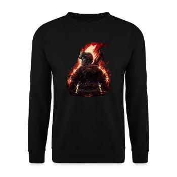 Feuerwehrmann unter Feuer - Unisex Pullover - Schwarz - Vorne - Alina (178cm) & Michal (187cm)