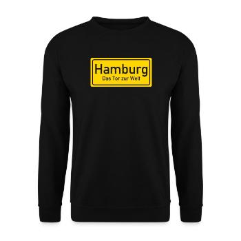 Panneau de nom de lieu de Hambourg Allemagne - Sweat-shirt Unisexe - noir - Devant - Alina (178cm) & Michal (187cm)