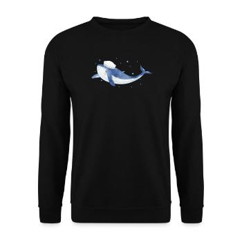 blue whale fish in the ocean with sailor hat - Unisex Sweatshirt - black - Front - Alina (178cm) & Michal (187cm)